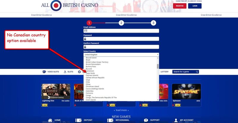 All British Casino Registration Form
