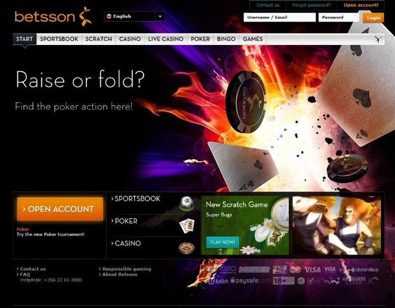 Betsson Homepage from 2010