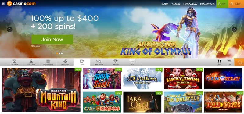 Casino.com Homepage Screenshot