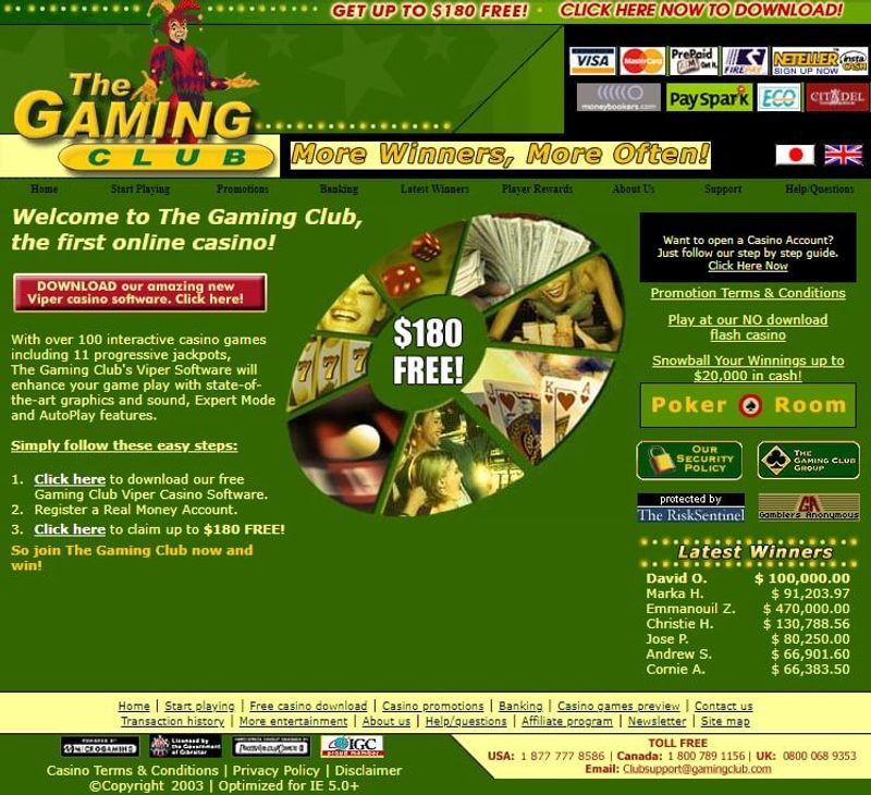 Gaming Club Casino in 2000