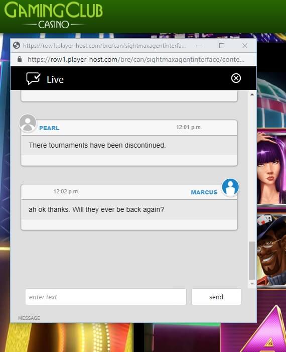 Gaming Club Casino Live Chat
