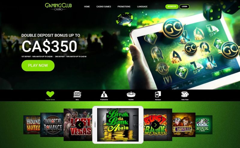 Gaming Club Casino Homepage