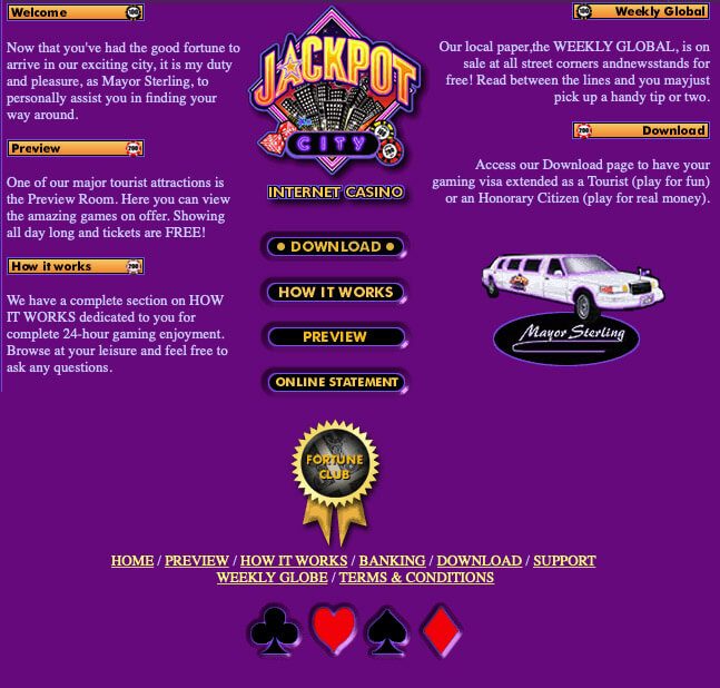 Jackpot City Homepage From 1998