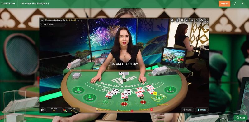 Mr Green Casino Live Blackjack - Evolution Gaming