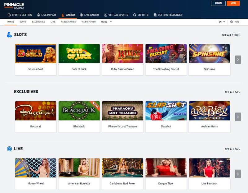 Pinnacle Casino Homepage