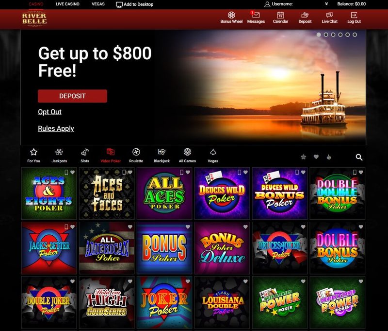 River Belle Casino Homepage