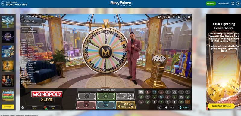 Live Monopoly Roxy Palace