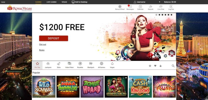 Royal Vegas Current Website Homepage