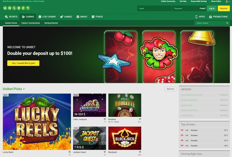 Unibet Casino Homepage
